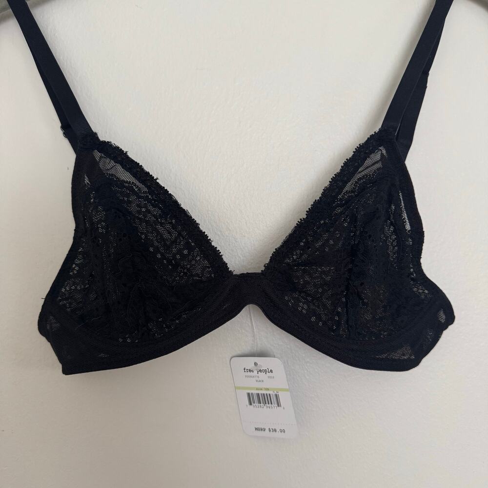 Free People Lace Triangle Bra in Black - Picture 2 of 6